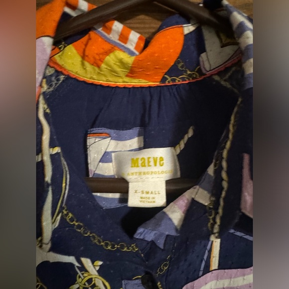 Anthropologie Maeve nautical Mini Shirtdress xsmall - Picture 10 of 14
